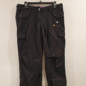 2000s Black Hiphugger Cargo Drawstring Zipper Pants